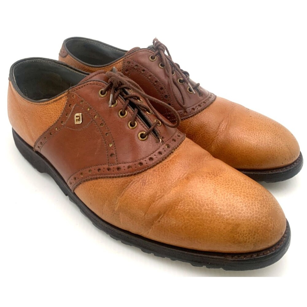 Footjoy Classics Dry Saddle Leather 155560 Tan/Brown Mens Size 11C Spikeless USA